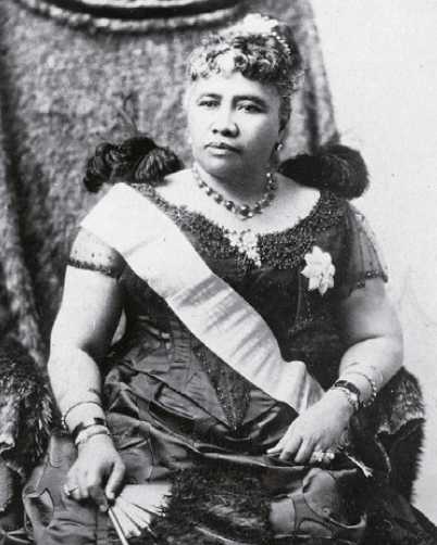 Statue of Liliuokalani, the first queen of the Kingdom of Hawaii. She inherited the throne of her brother Kalakaua in 1891. She was well-versed in music and literature, but was overthrown less than three years after her reign. 