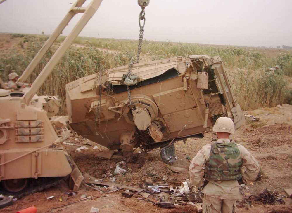 The destroyed American M1A2 main battle tank in Iraq, the 