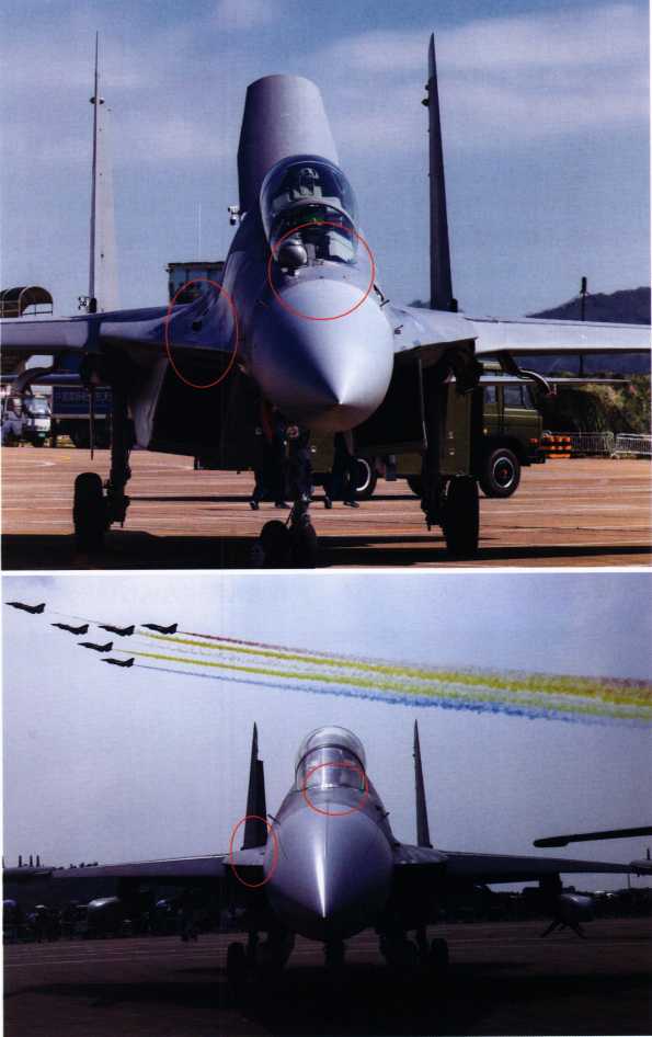 The picture above is the J-16, and the picture below is the J-16D. By comparing the two pictures, it can be seen that the noses of the two types of aircraft are obviously different. The J-16D has been adapted and improved according to the needs of electronic warfare aircraft, and the airborne infrared search and tracking device has been cancelled. This system can replace radar detection targets to improve the combat capability of fighters, but for electronic warfare aircraft, it is itself for electronic warfare purposes, and there is no need for airborne infrared search and tracking devices; in addition, the J-16D has cancelled the aircraft gun. After all, it is an accompanying electronic warfare aircraft and does not need to confront enemy aircraft head-on. The cancellation of the aircraft gun can free up more space and load for carrying electronic warfare systems. 
