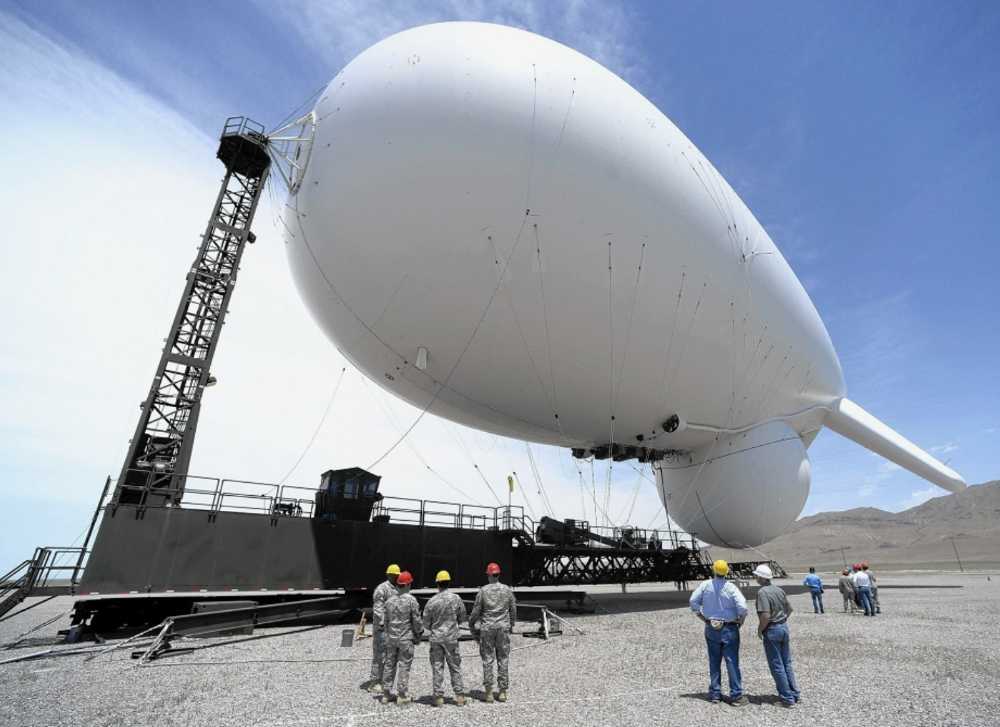 The US Army JLENS system using TCOM aerostats as tethered platforms. 