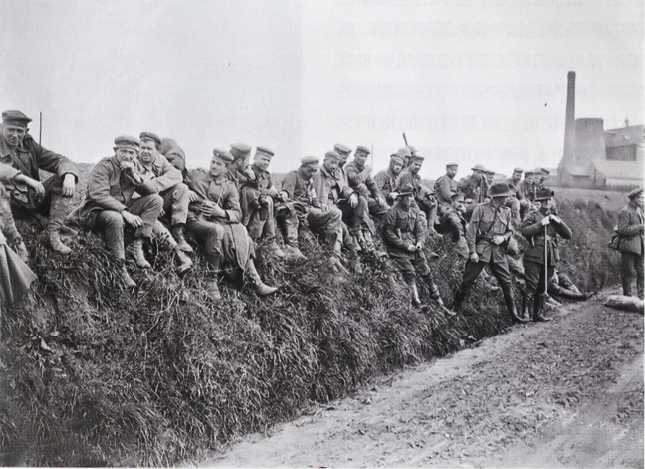 German prisoners of war captured during the spring offensive, they were being guarded by the Australian Army, photographed in April 1918 