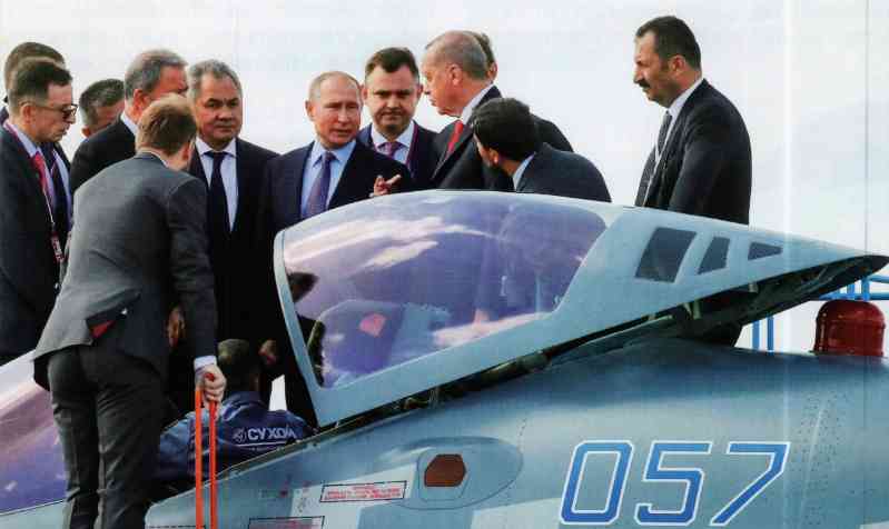 At the 2019 Moscow Air Show, Putin accompanied Erdogan to visit the cockpit of the Su-57. 