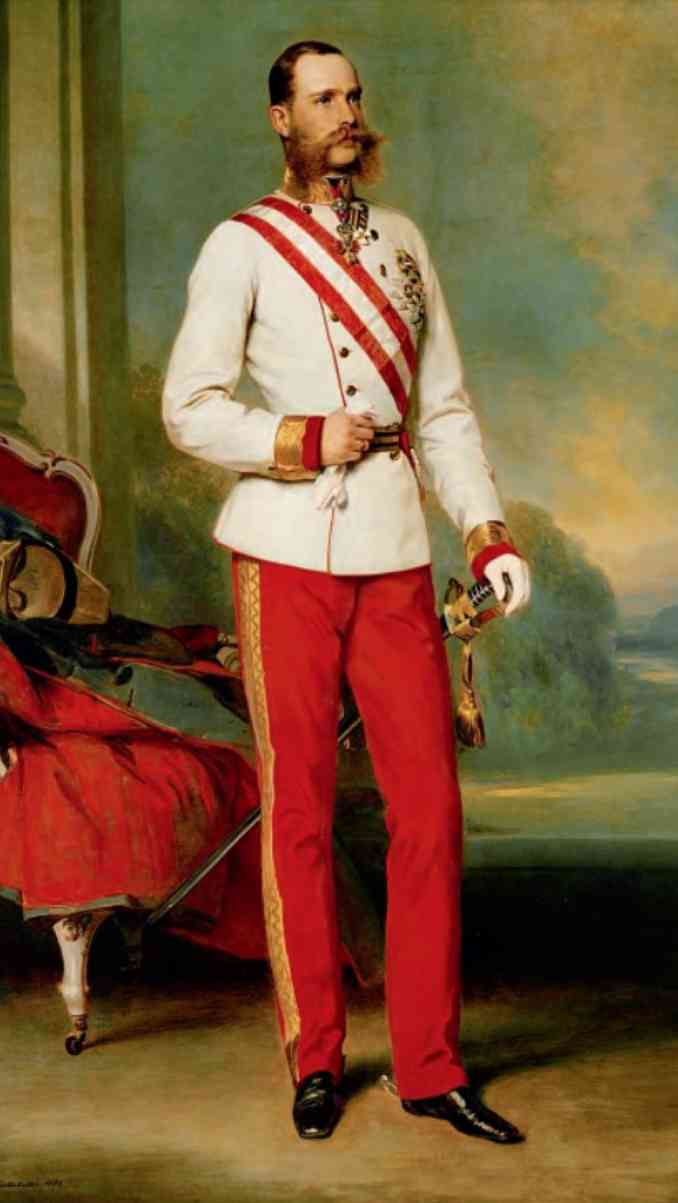 The Austrian Emperor Franz Joseph I, wearing a marshal’s uniform, was a descendant of the Habsburg dynasty. He used the German nationalists’ hatred of the enemy and advocated the 