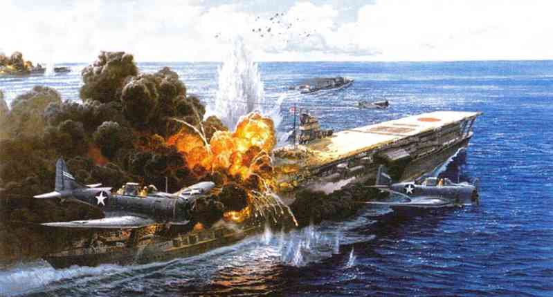 In the Battle of Midway, the U.S. Navy achieved a brilliant record of sinking four Japanese main fleet aircraft carriers, which reversed the strategic situation of the Pacific War in one fell swoop. 