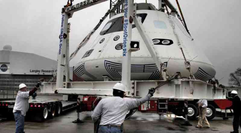 Orion spacecraft crew module (CM) on its way to testing 