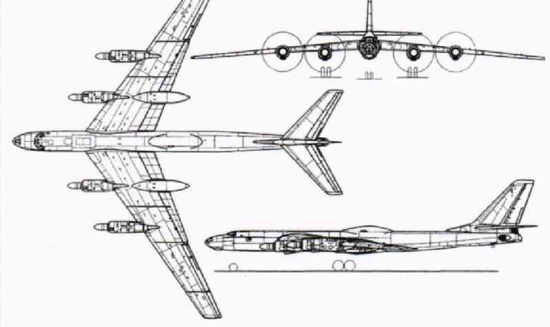 Three views of the Tu-119 nuclear-powered test aircraft 