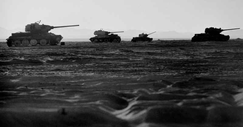 Egyptian T-34 tanks destroyed on the battlefield 