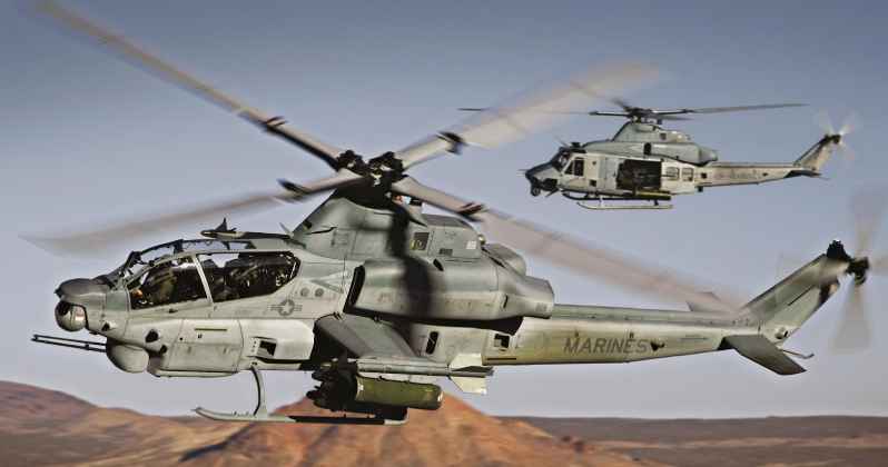 AH-1Z and UH-1Y equipped by the US Marine Corps fly in formation. The deep improvement of AH-1Z based on AH-1W has completely transformed its combat capability. 