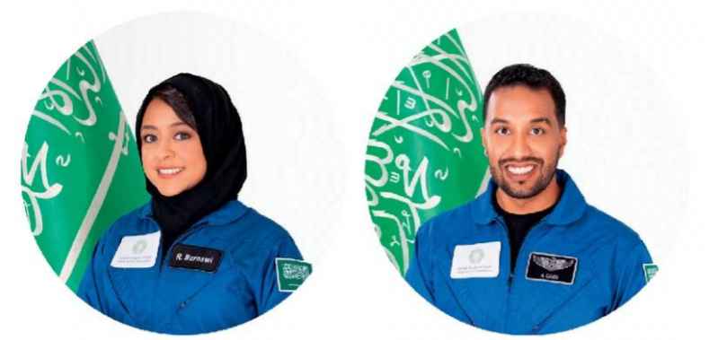Saudi astronauts Rayyana Barnawi and Ali Alkani 